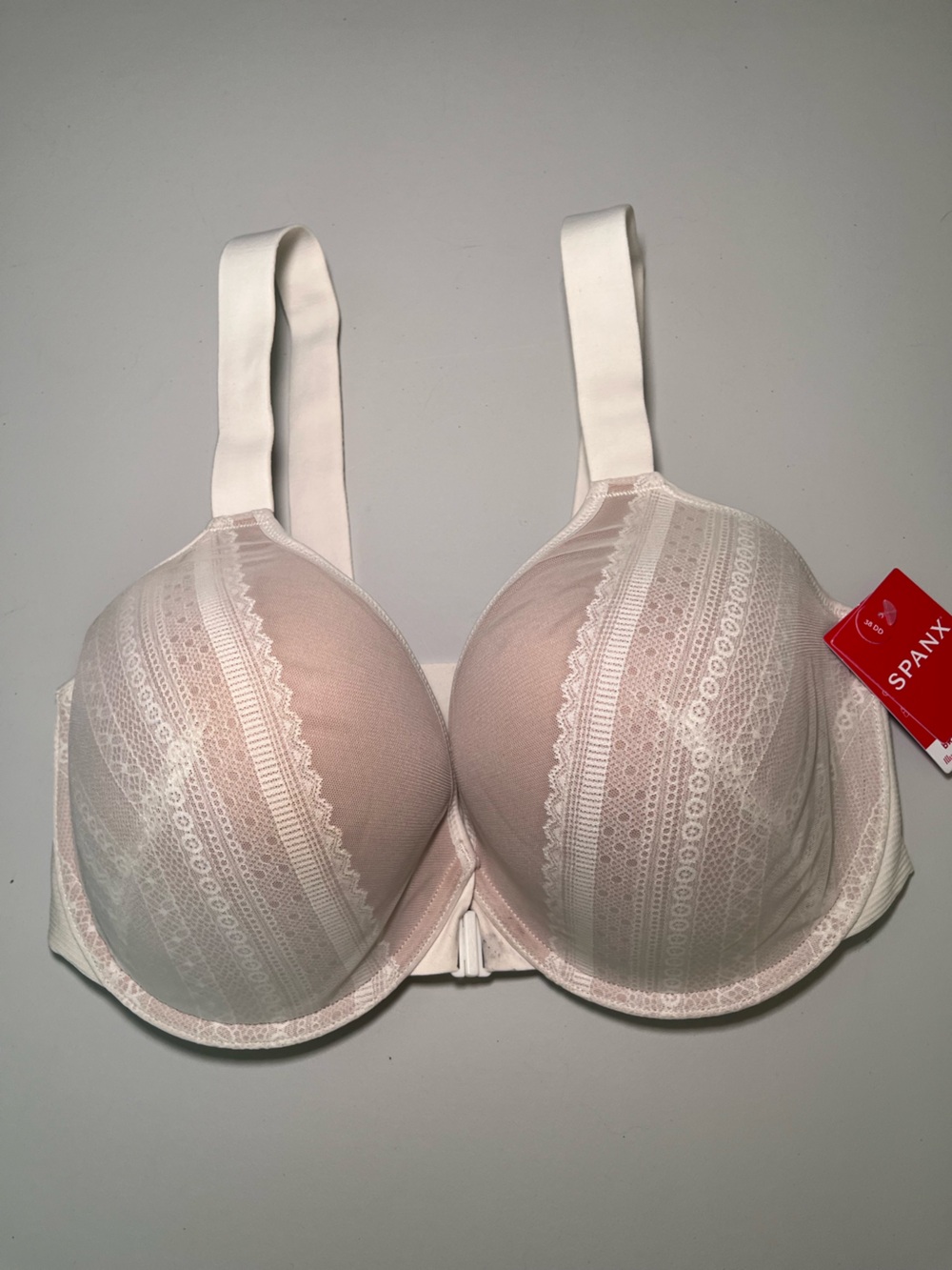SPANX Cream Illusion Full Lace Coverage Front Closure T-Shirt Bra 38DD